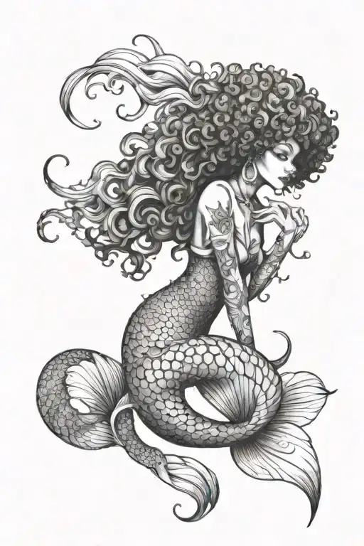 A Mermaid With An Afro With A Long Pretty Tail