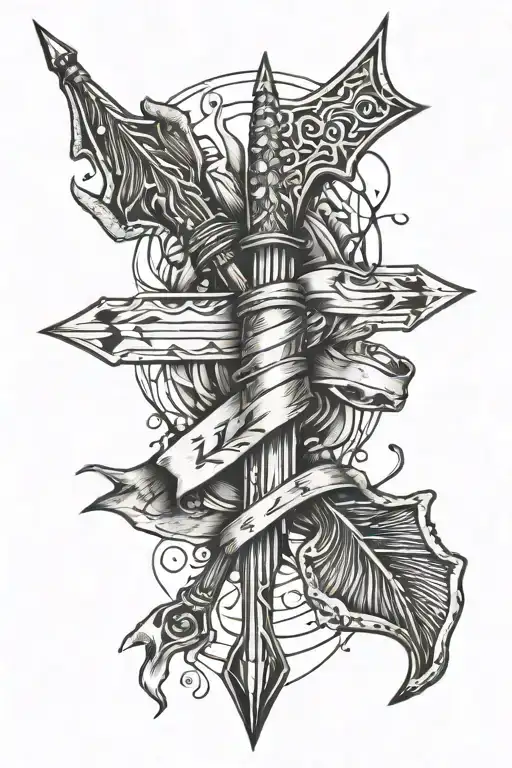 Hunting Arrow With Torn Ribbon Wrapping Around It