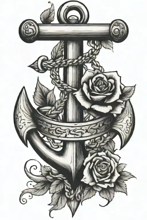 Anchor And Rose Intertwined