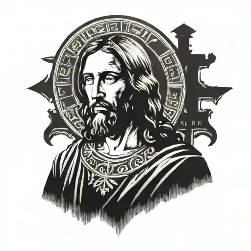 Byzantine-inspired Jesus Portrait With Russian Lettering Of 'Spirito Indomabile'
