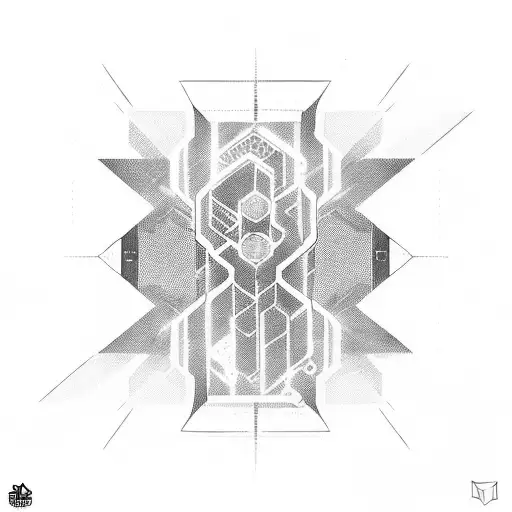 A Cyberpunk-inspired Tattoo Featuring Shadowy Binary Code Weaving Through A Dark Night Sky