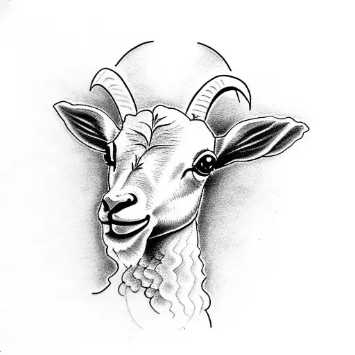 Incorporate A Detailed Blackwork Design Of A Lamb With A Subtle Christian Cross In The Background