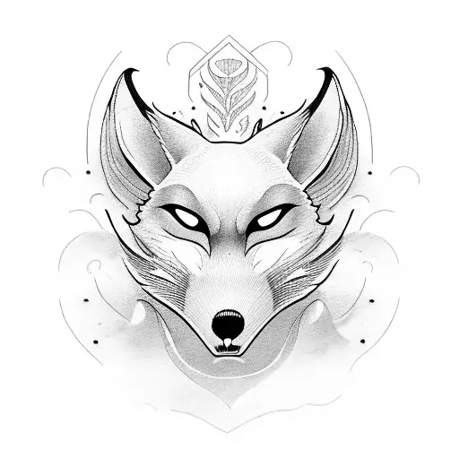 Kitsune Mask In In Lily Flowers