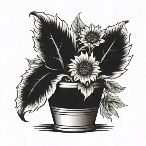 Spade Flower Pot With Sunflower