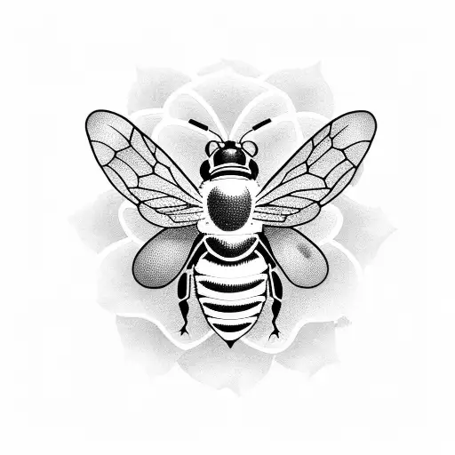 Simetrical Honey Bee On Flower