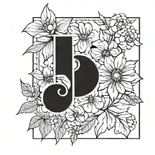 Minimalist Floral Design Using The Initials B L E
