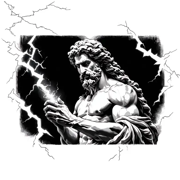 Zeus Holding A Lightning