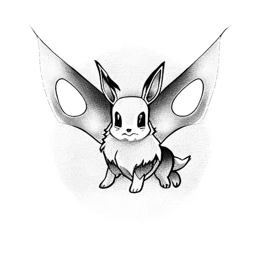 Design An Eevee With A Semicolon Tail In A Black-grey Style