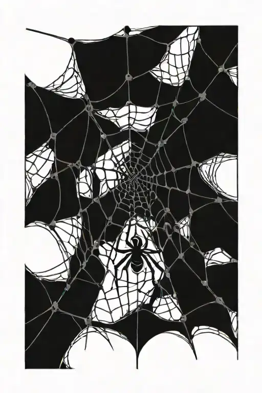 Spider And Web With Spider On