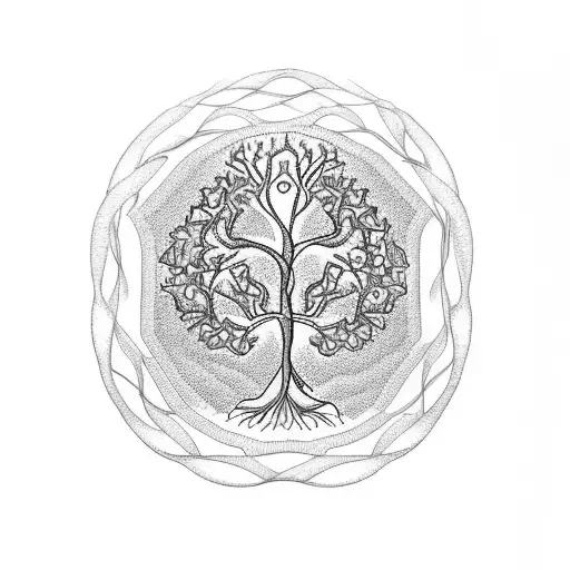 Tree Of Life With A Dna Chain As Roots And Butterfly On The Top