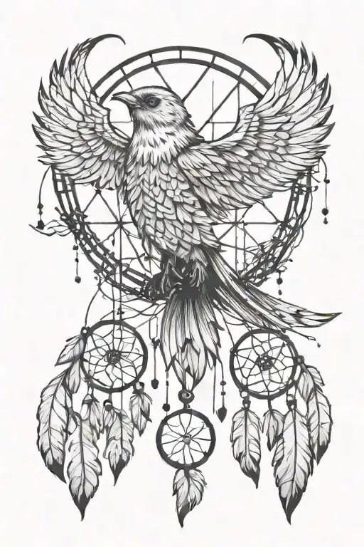 Phenoix Rising Bird Rising Dream Catcher