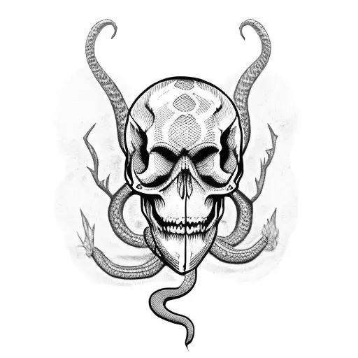 Snake Wrapped In A Skull
