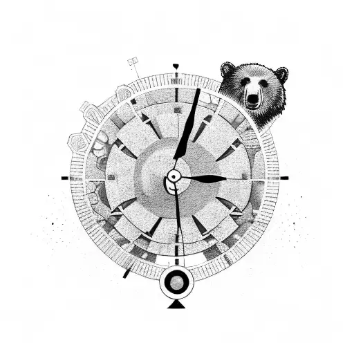 Bear Breaking Through A Clock With Gears