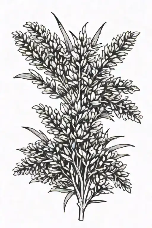 Two Lavender Sprigs Fineline Black And White Drawing