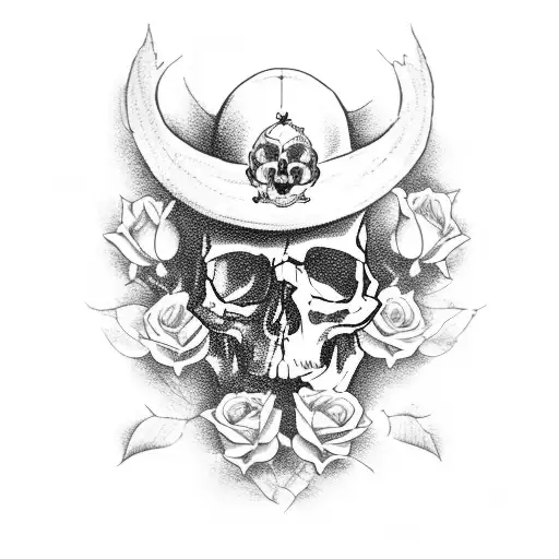 Sparrow With Skull And Roses