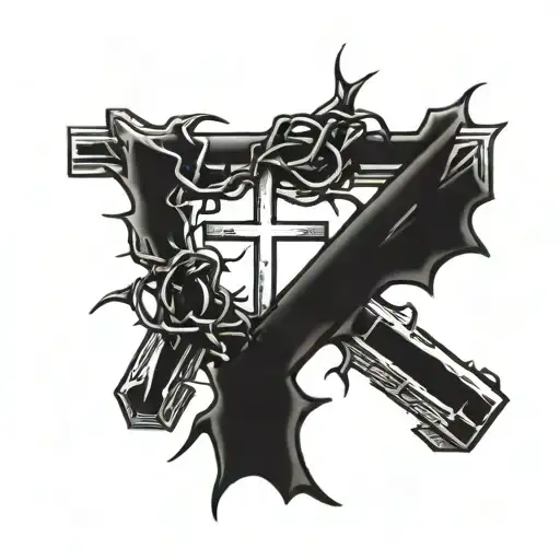 Chest Piece Of Crown Of Thorns And In Center Of Crown Are Three Empty Crosses