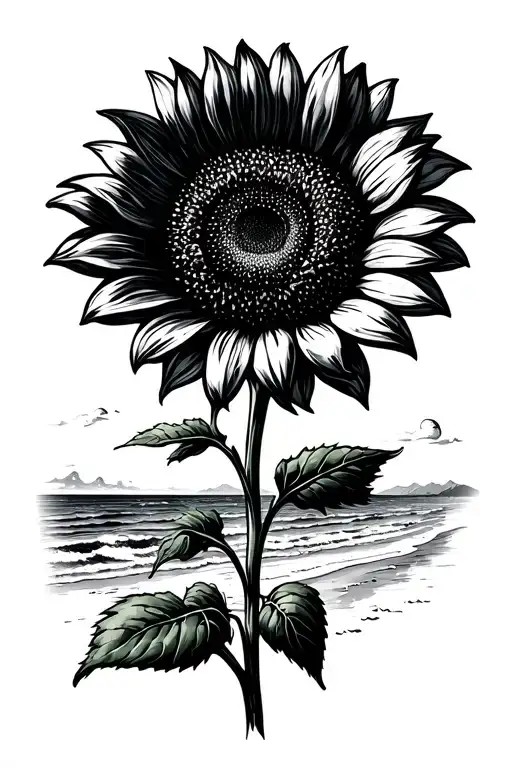 Sunflower On A Beach Landscape