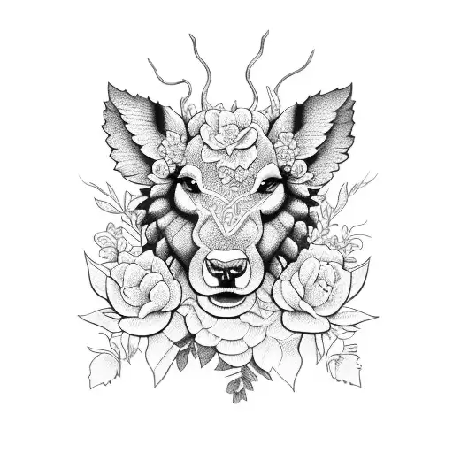 Land Animal Mixed With Flowers