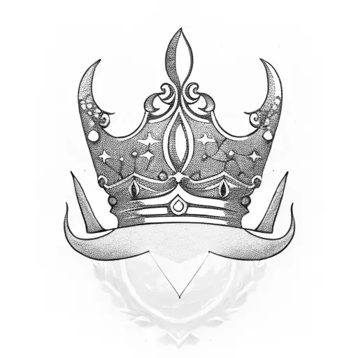 Crescent Moon With A Crown