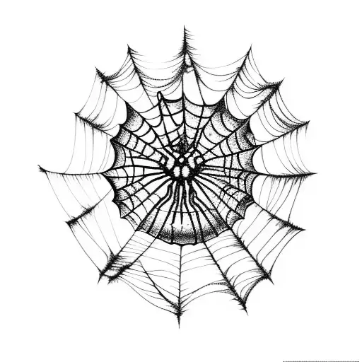 Spider Web On Mushrooms