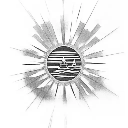 Disney Castle Silhouette With A Sunburst Background