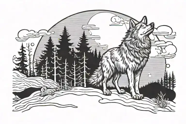 Wolf Howling At The Moon Made