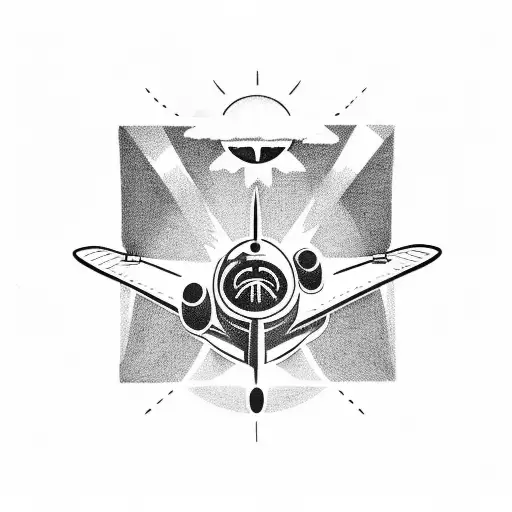 Sun And Airplane Merging Into A Single Symbol