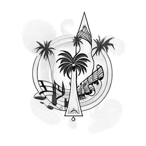 A Palm Tree Shaped Like A Musical Instrument With Disney Elements Incorporated