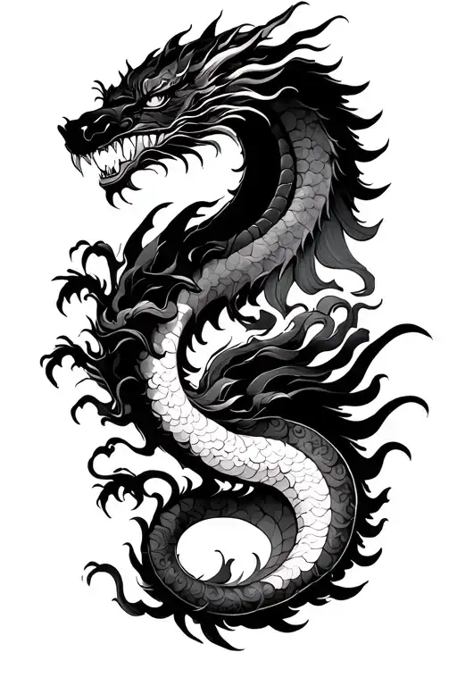 Chineae Dragon And Skies Blackeork