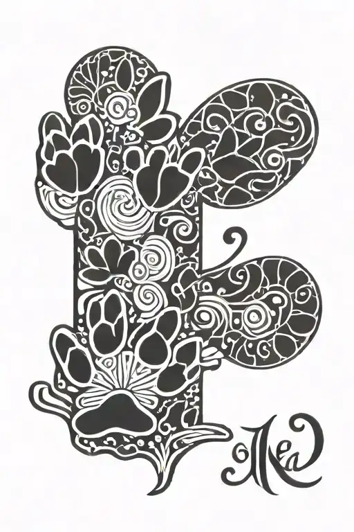Tattoo Incorporating The Letters Myqah And A Dog Paw Print
