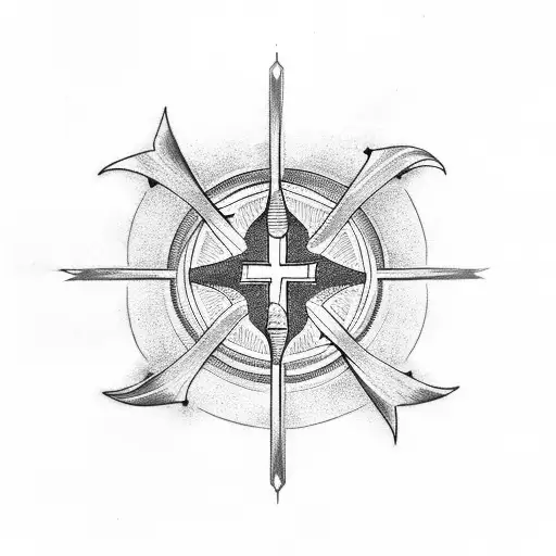 Christian Cross With Crescent Moon