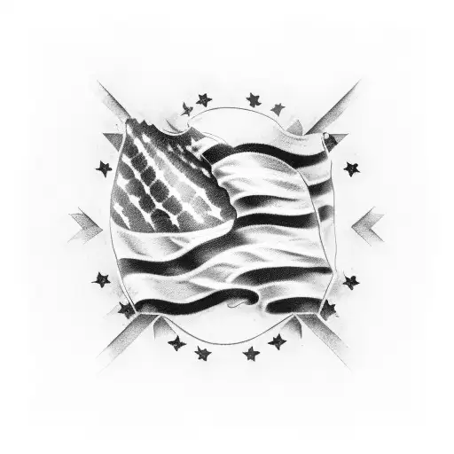 A Heartbeat Line Forming The Shape Of An American Flag With Emt Tools Scattered Around