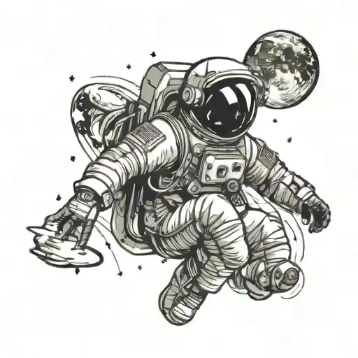 Astronaut Floating In Space Stars In Background