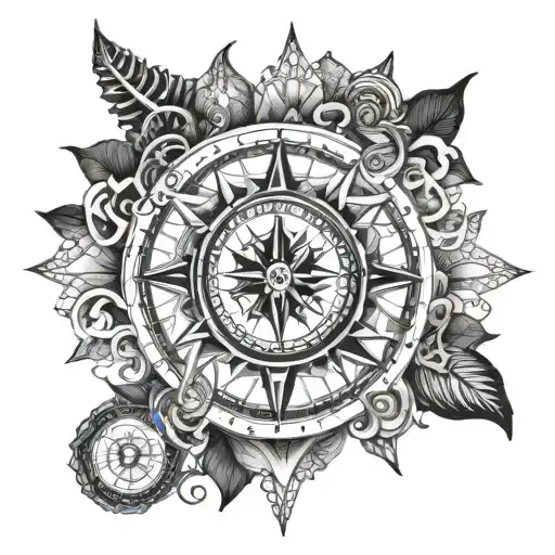 Mandala Compass Nautical Elements Like Anchors