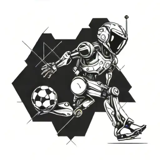 Futuristic Robot Playing Soccer