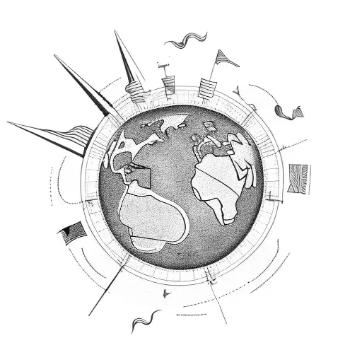 A Globe With Flags Of Different Countries Circling Around It