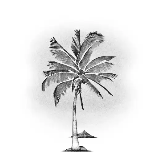 Suriname Map With A Palm Tree Marking The Location