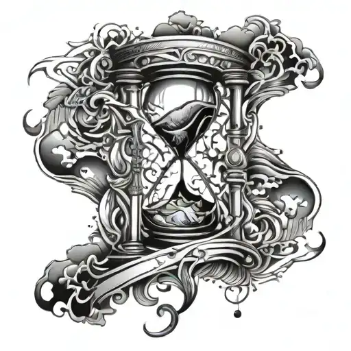 Broken Hourglass With Storm Color Abstract