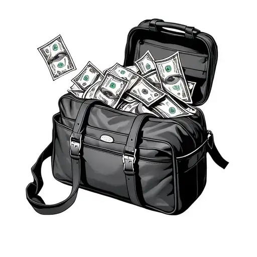 Money Duffle Bag Overflowing