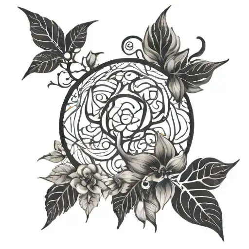 An Abstract Tattoo Inspired By Nature And Family Symbols Intertwined