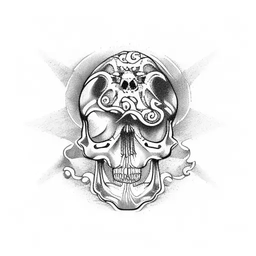 Dark Art Hourglass With Skull