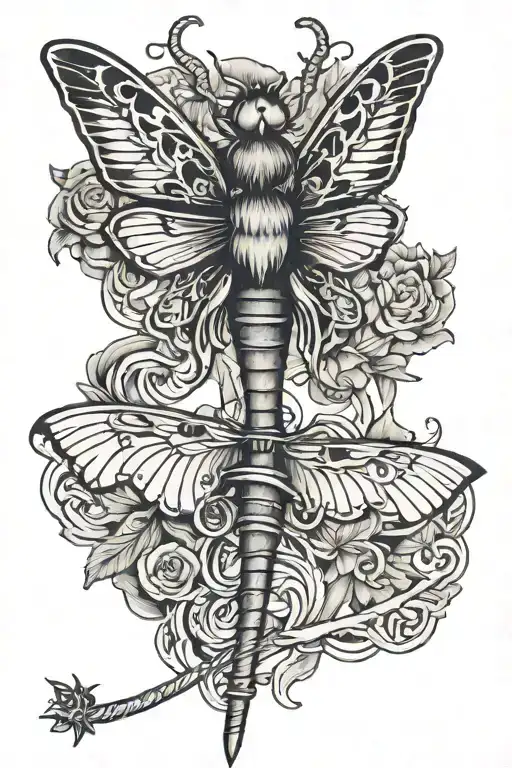 Pretty Moth With Thin Smoke And Sword