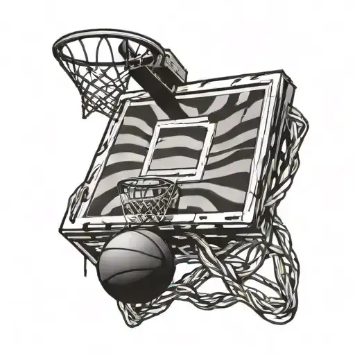 A Basketball Hoop Made Of Intertwined Tiger Stripes