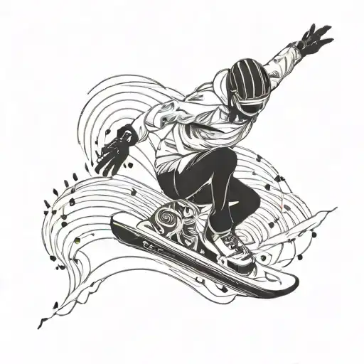 A Snowboarder Shredding Down A Mountain With Musical Notes Trailing Behind Them