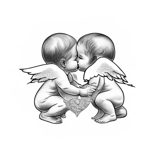 Baby Angels Siblings Kiss