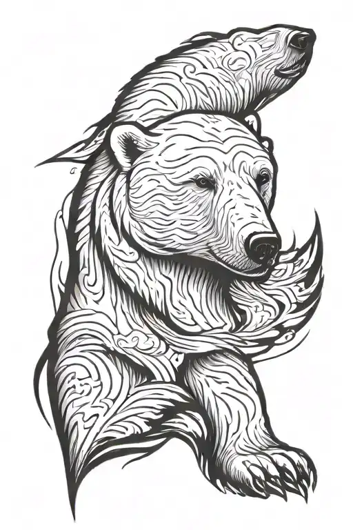 Polar Bear Head For Thigh Tatoo