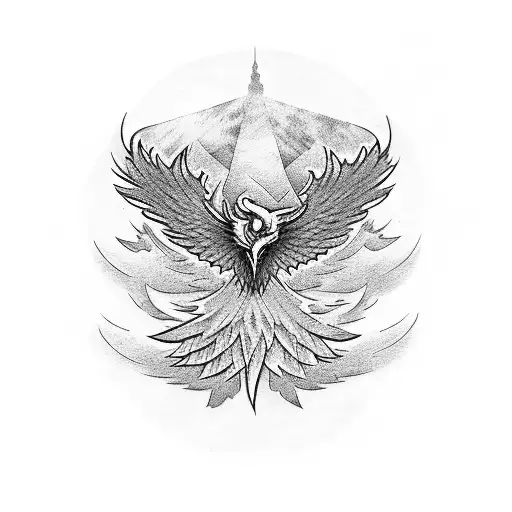 Stack Of Books With Phoenix Above It