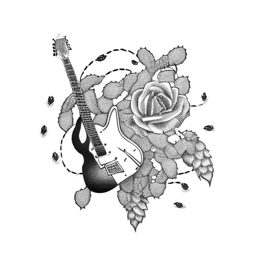 Guitar Neck Intertwined With Hops And Barley