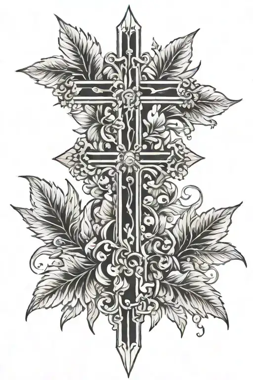 Long Cross With Roman Leafs