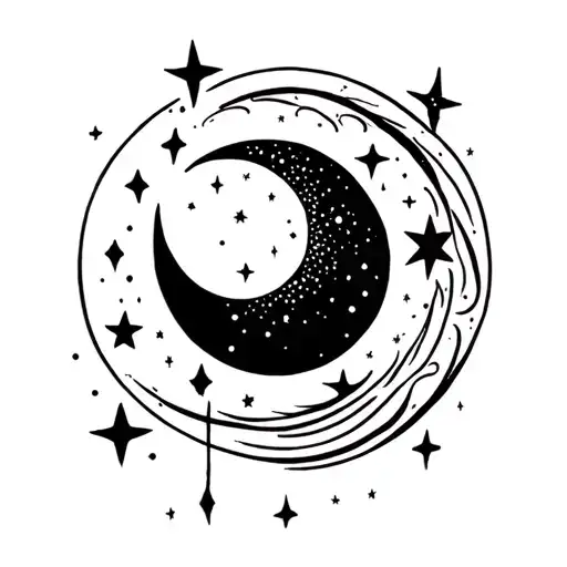 Crescent Moon And Star Filled Sky